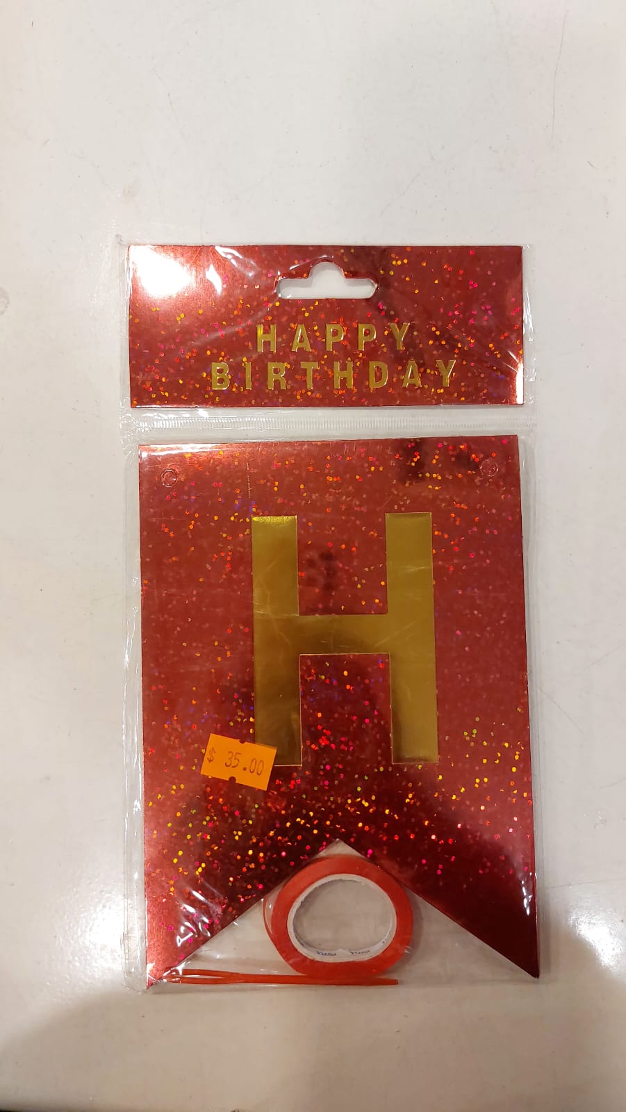 Glitter Red Happy Birthday Banner