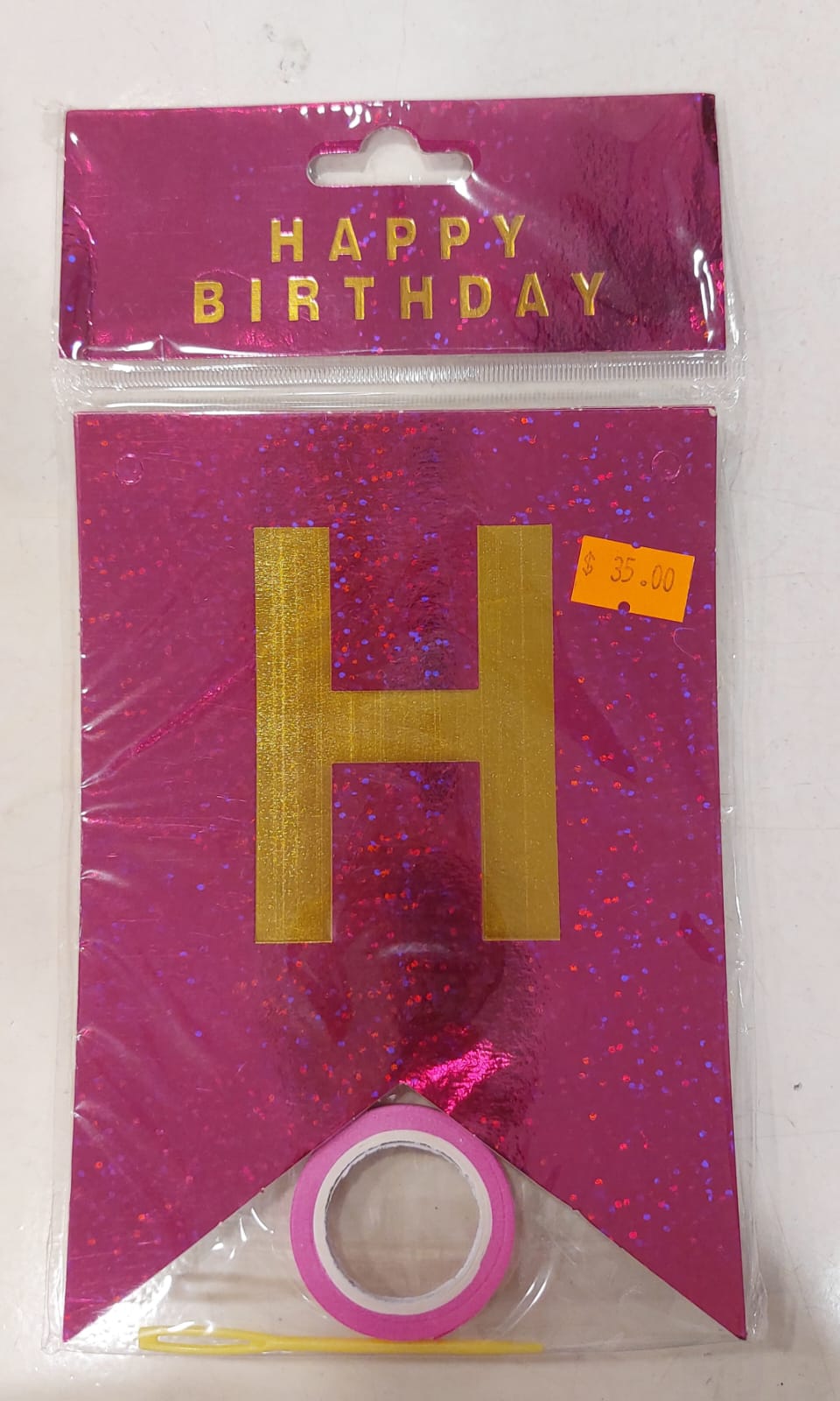 Glitter dark pink Happy Birthday Banner