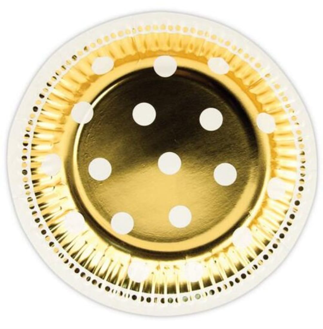 Gold Plates with White Dots