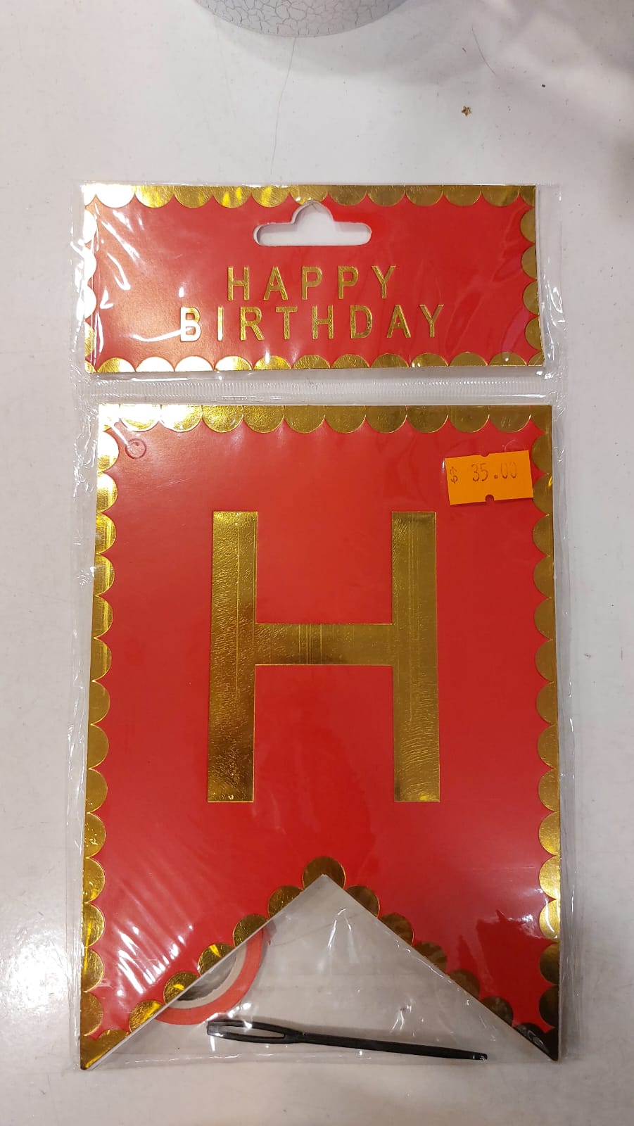 Red &amp; Gold border Banner Happy Birathday