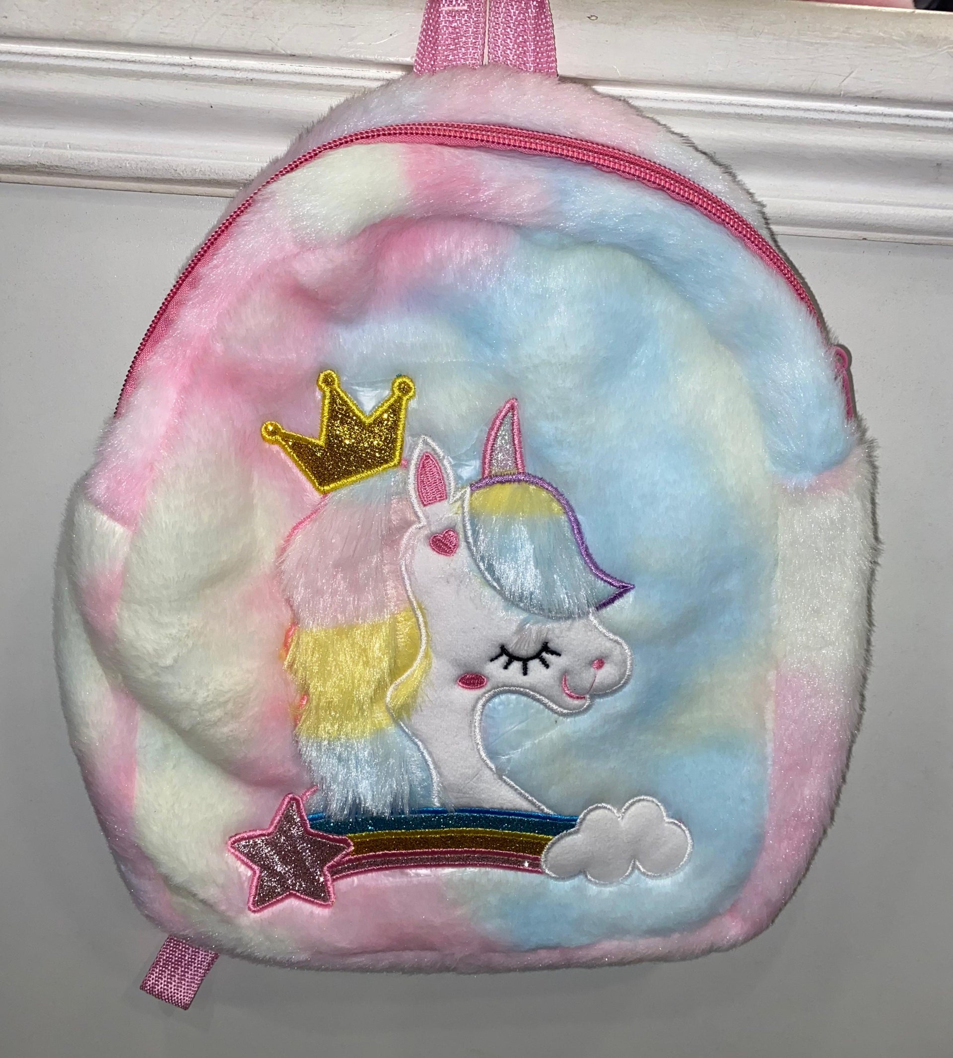 confetti pinky unicorn faux fur mini backpack Fluffy and snacks (ideal for Fishing tackle lures gear Model:LEGLT2500D rr_track_allyear