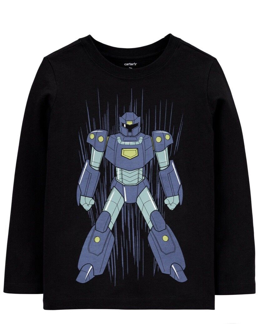 Glow in the Dark Robot Black Long Sleeve