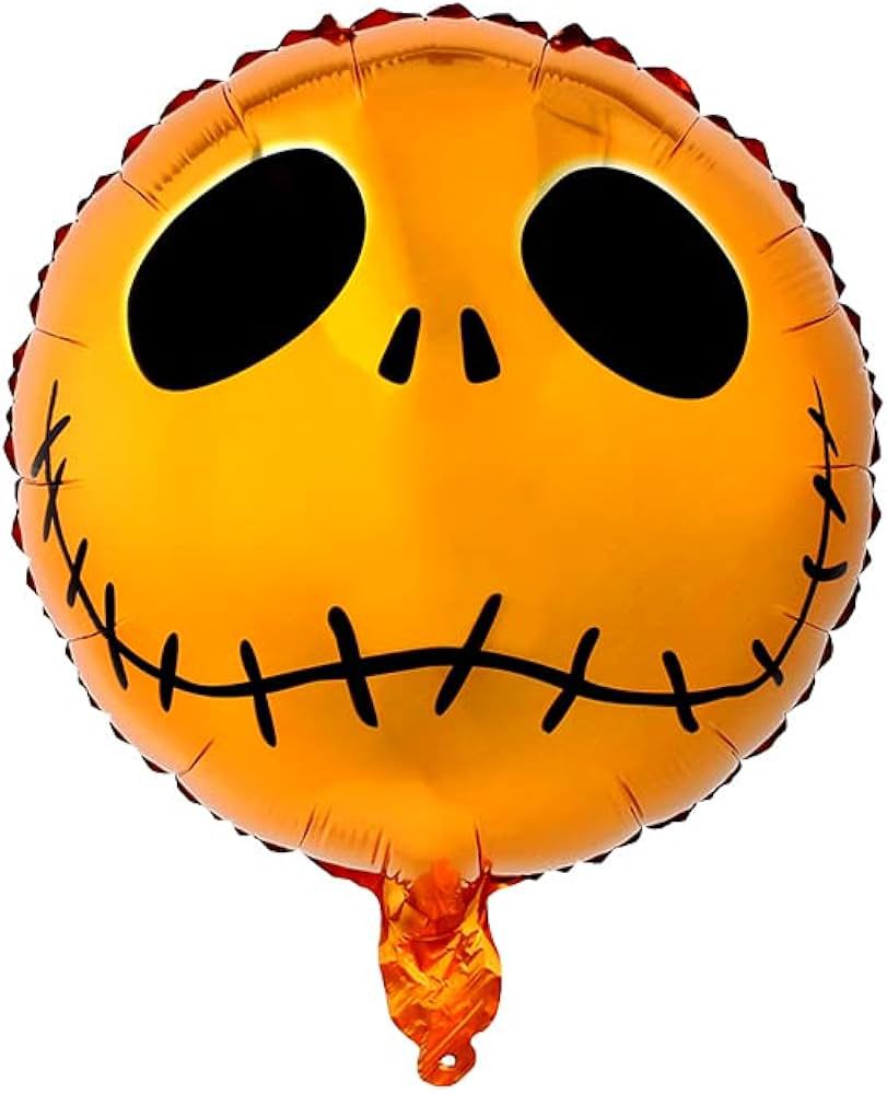 Spooky smiling orange skeleton halloween foil balloon