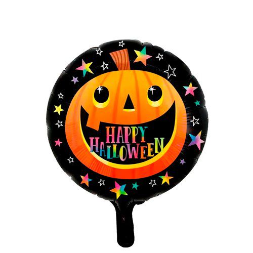 Happy halloween pumpkin smile with stars foil balloon