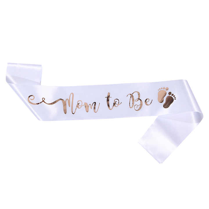 Mom To Be White  And Gold Sash