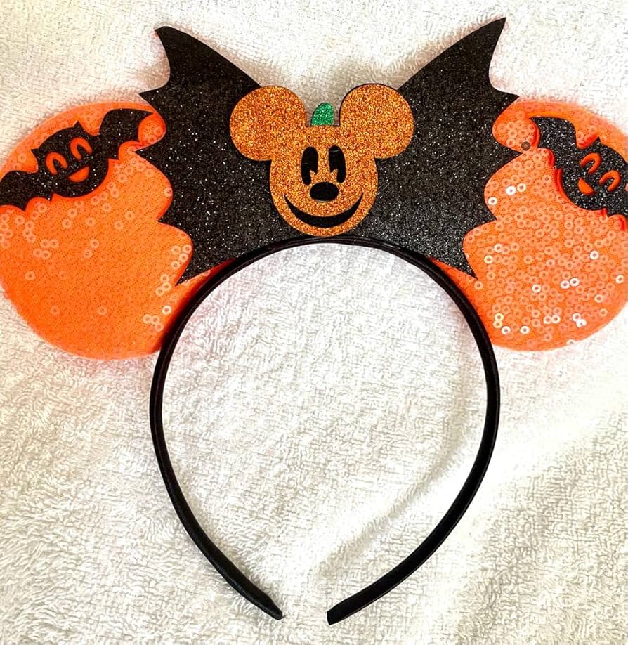 Orange mickey Halloween Headband with bats