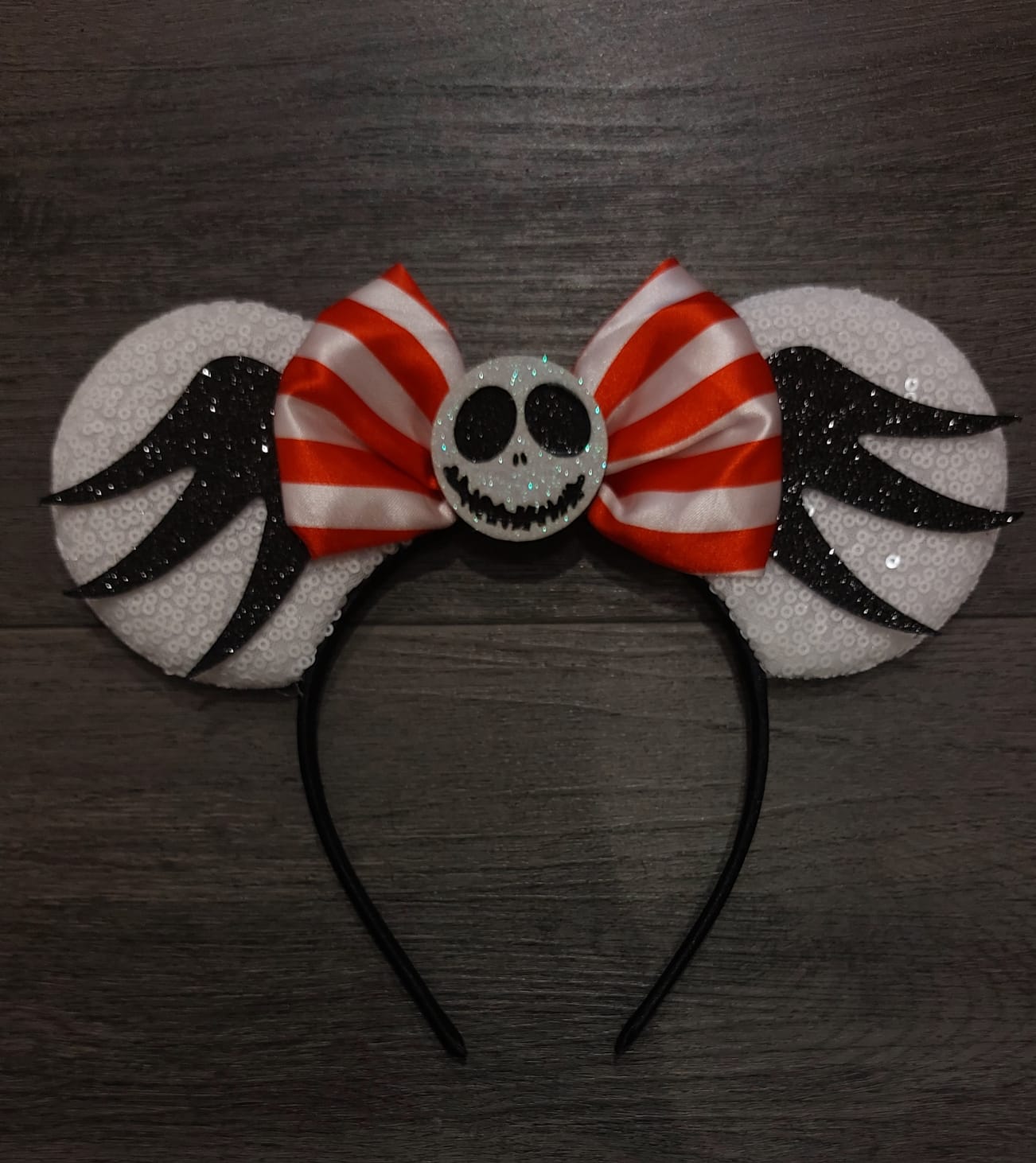 Jack Skellington red, black and white headband