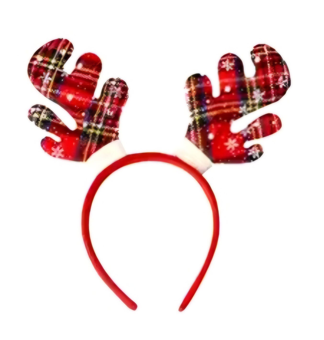 Red checkered  Christmas Raindeer Headband