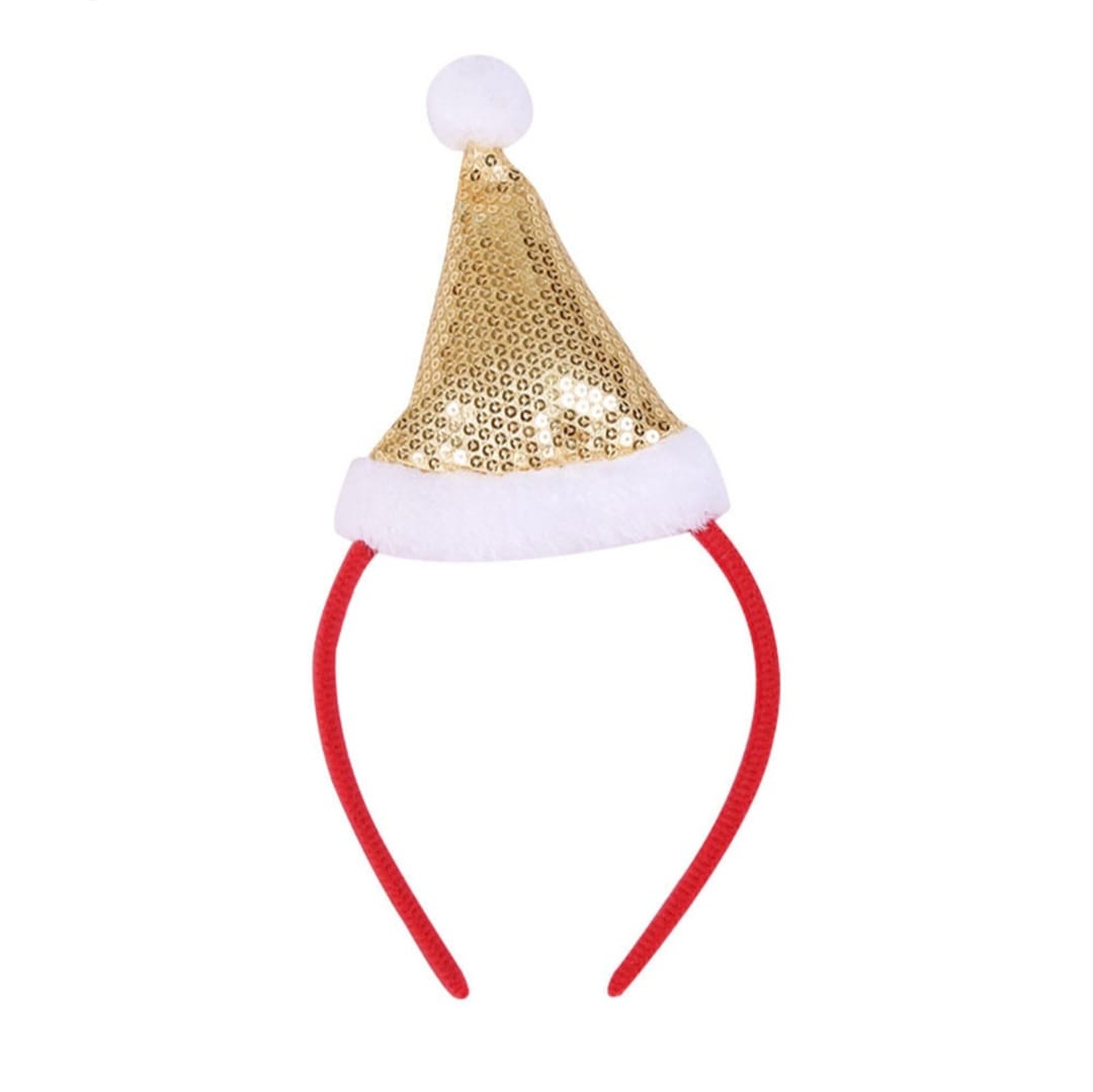 Christmas gold santa hat headband