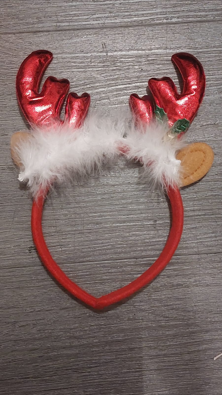 Red Raindeer Ears Headband with bell