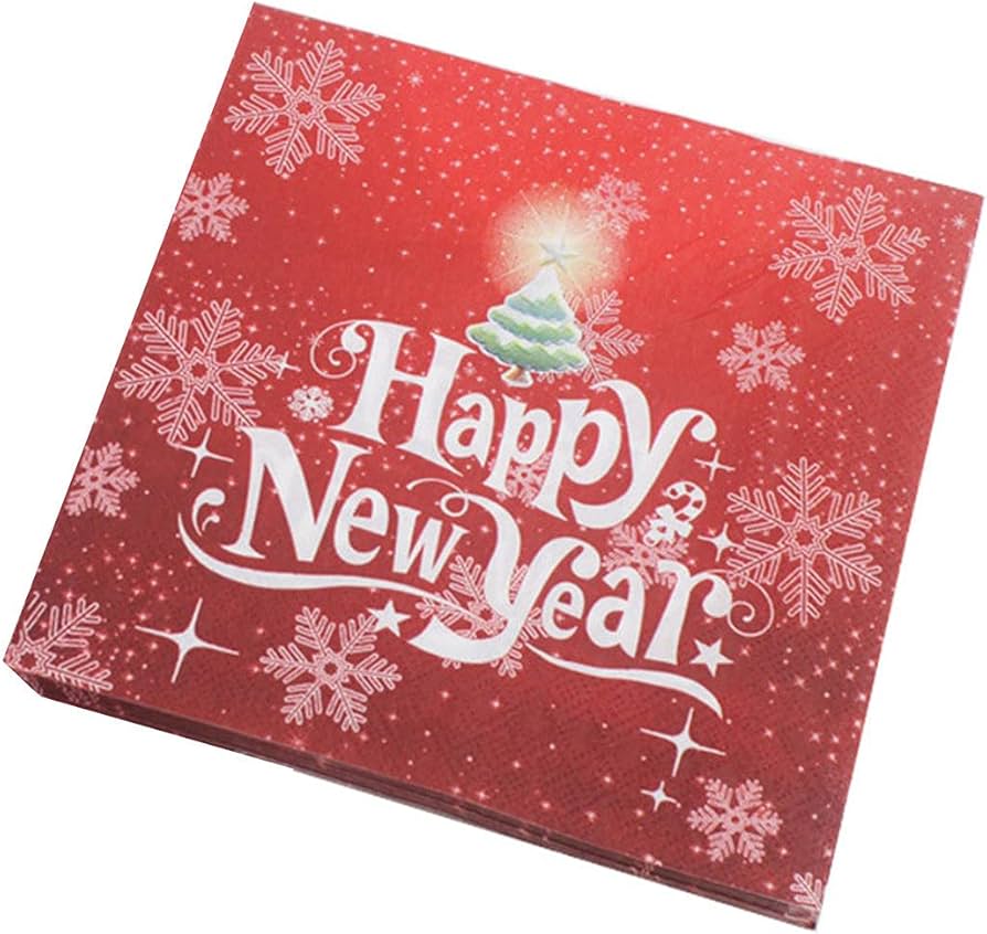 Red Happy New Year Napkins - Preppy Kids (Grand Bazaar)