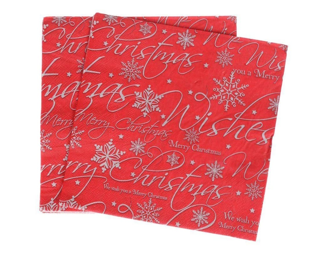 Red ,Merry Christmas Napkins - Preppy Kids (Grand Bazaar)