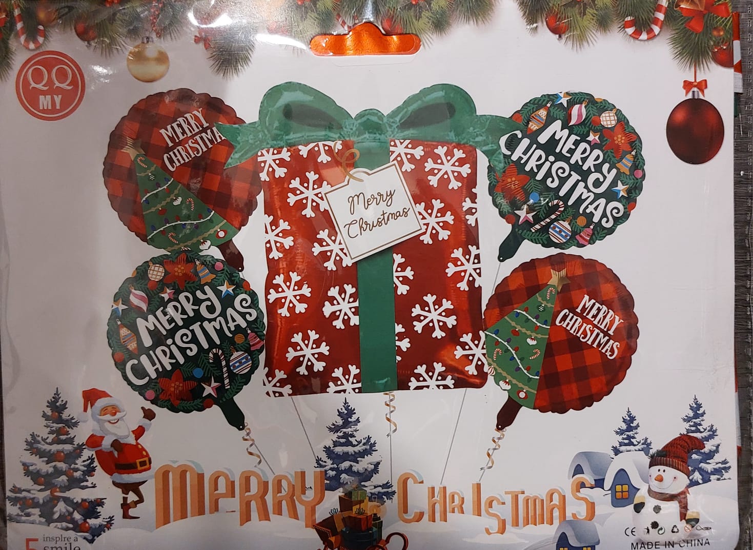 5pc Merry Christmas Balloon Set