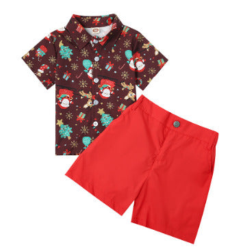 Boys Christmas Red Pants 2 Pc Outfit