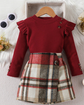 Girls Christmas 2Pc Skirt and Sweater Outfit