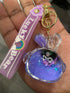 Acrylic moving liquid Black Hat Kuromi Purple Sand Keychain - Preppy Kids (Grand Bazaar)