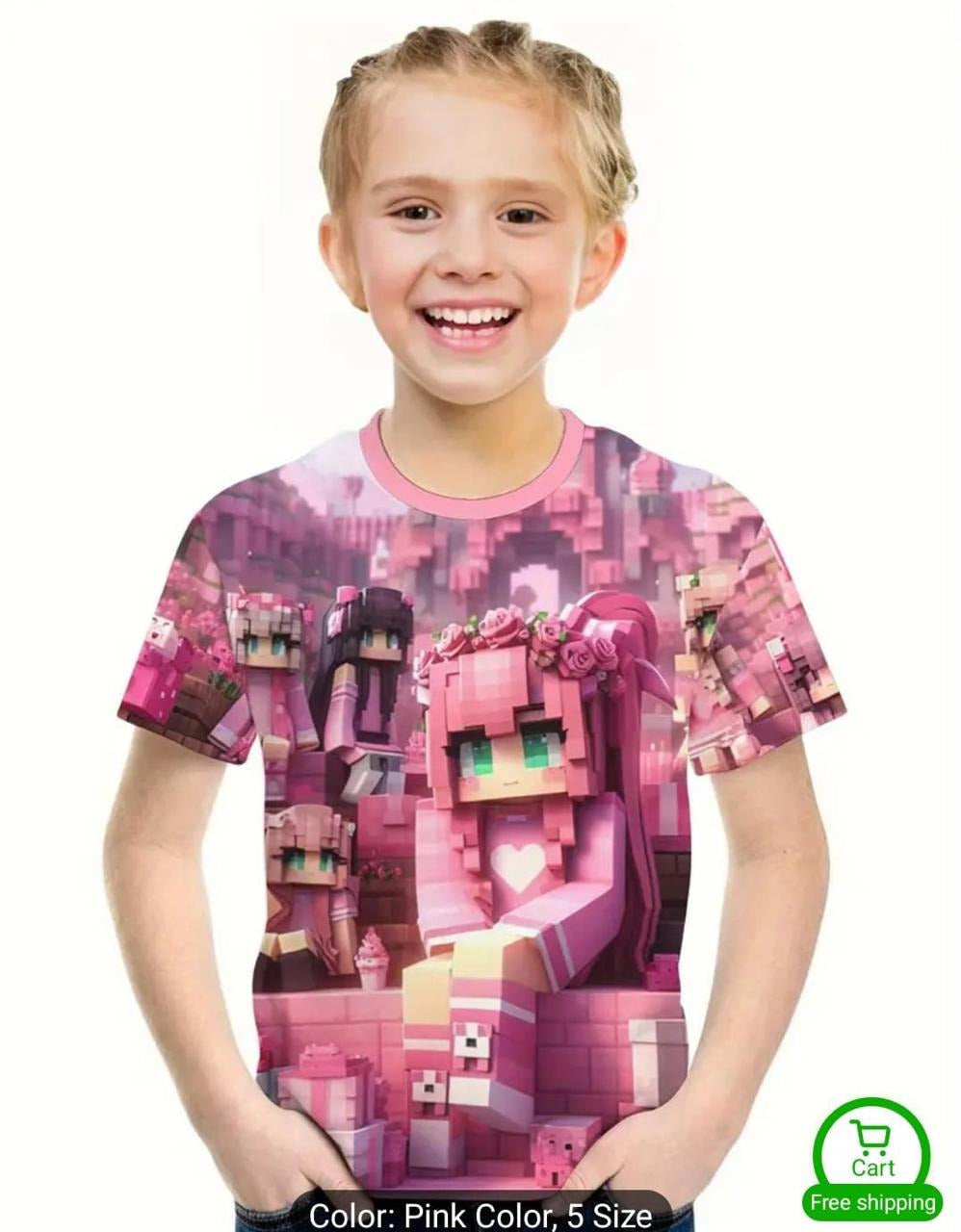 Minecraft Pink Girls Love Tshirt