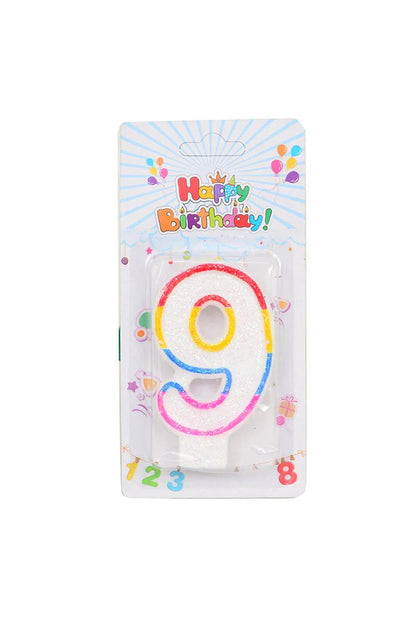 Multicoloured Glitter Wax Candle 0-9 - Preppy Kids (Grand Bazaar)