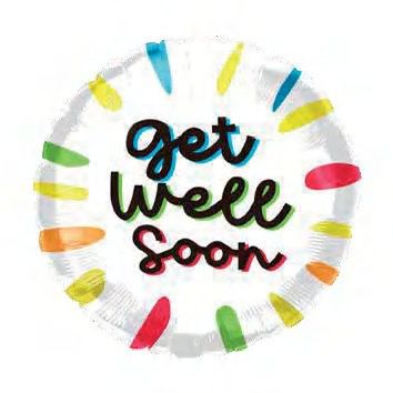 10&quot; Get Well Soon White and colour foil balloon