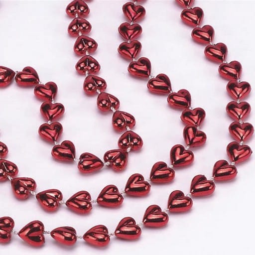 Heart Shaped Mardi Gras Beads