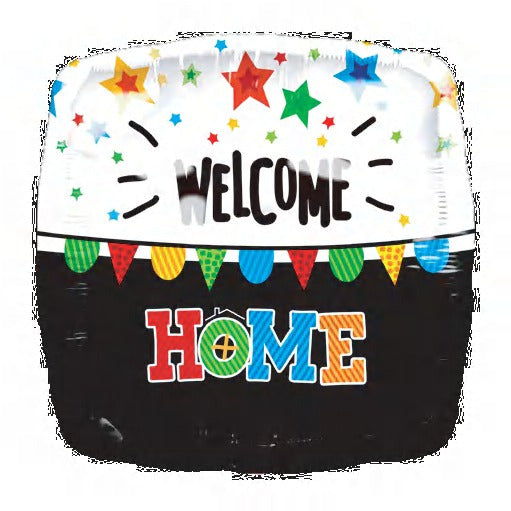 Black and White Welcome Home Square Balloon - Preppy Kids (Grand Bazaar)