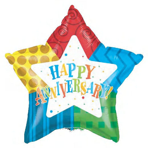 Multi Colour Star Happy Anniversary Balloon