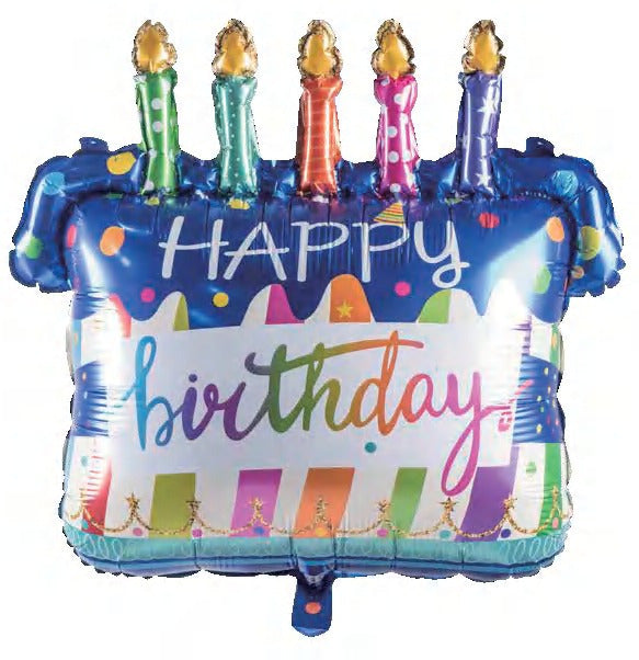 Super Shape Blue Happy Birthday Balloon with Candles