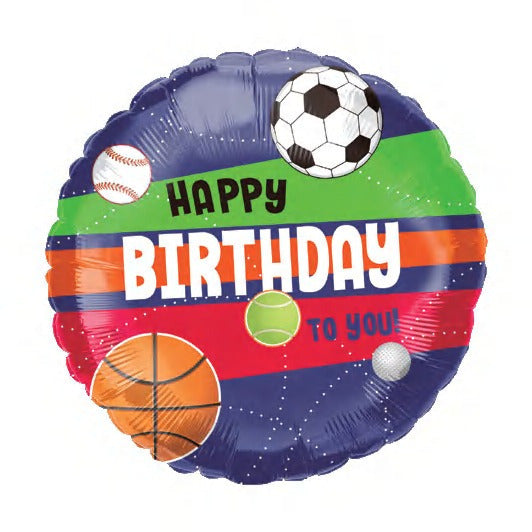 Happy Birthday Ball Games 18inch Round Foil Balloon