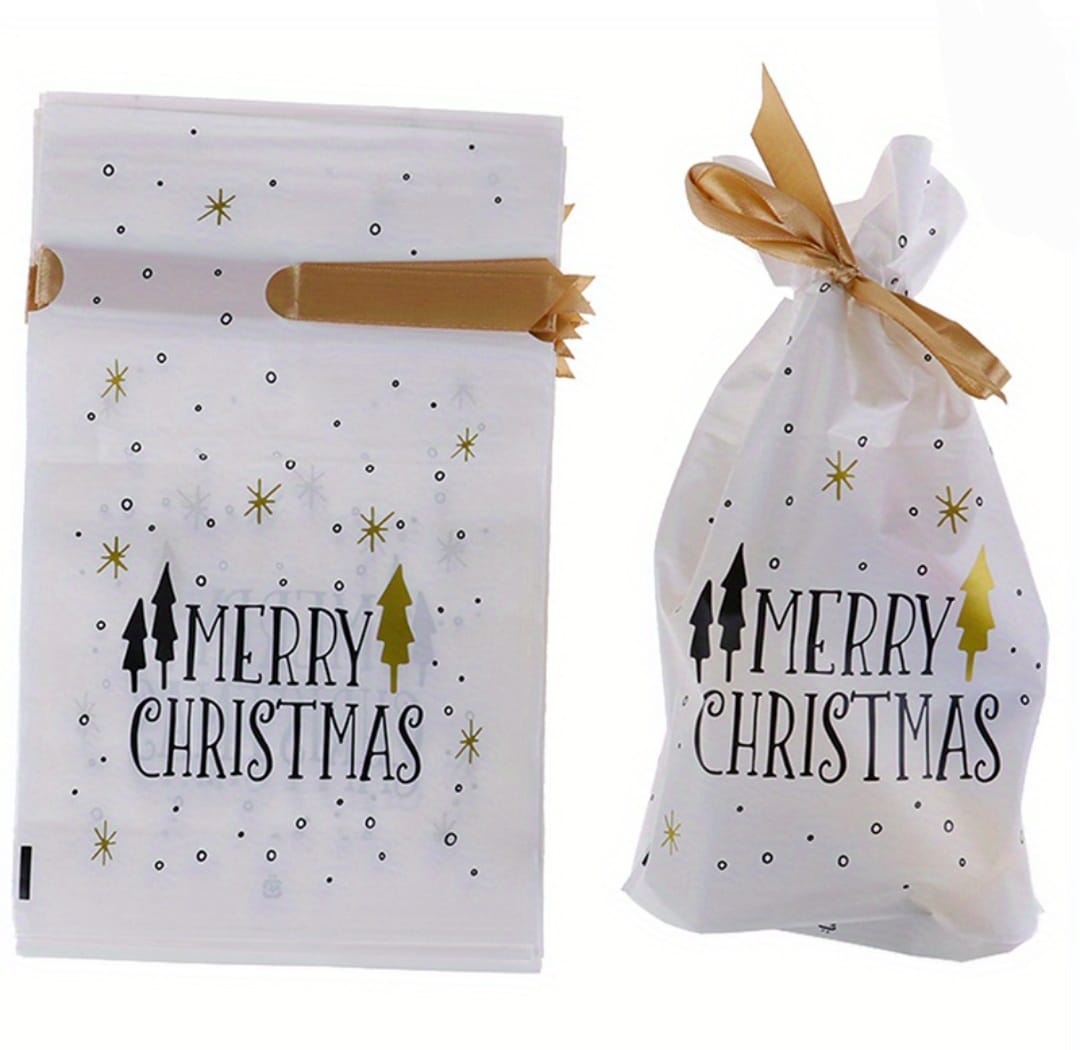 White Christmas Pull-String Treat Bag(Pack of 10) (Copy)