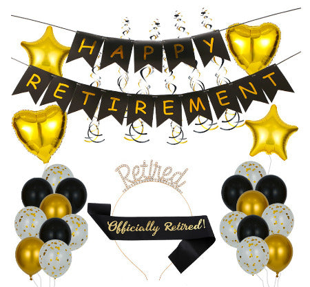 Black and Gold Happy Retirement Package