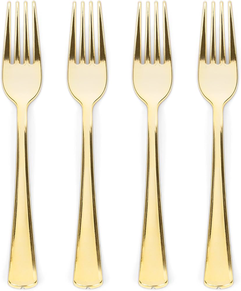 12 pc Gold Plastic Forks