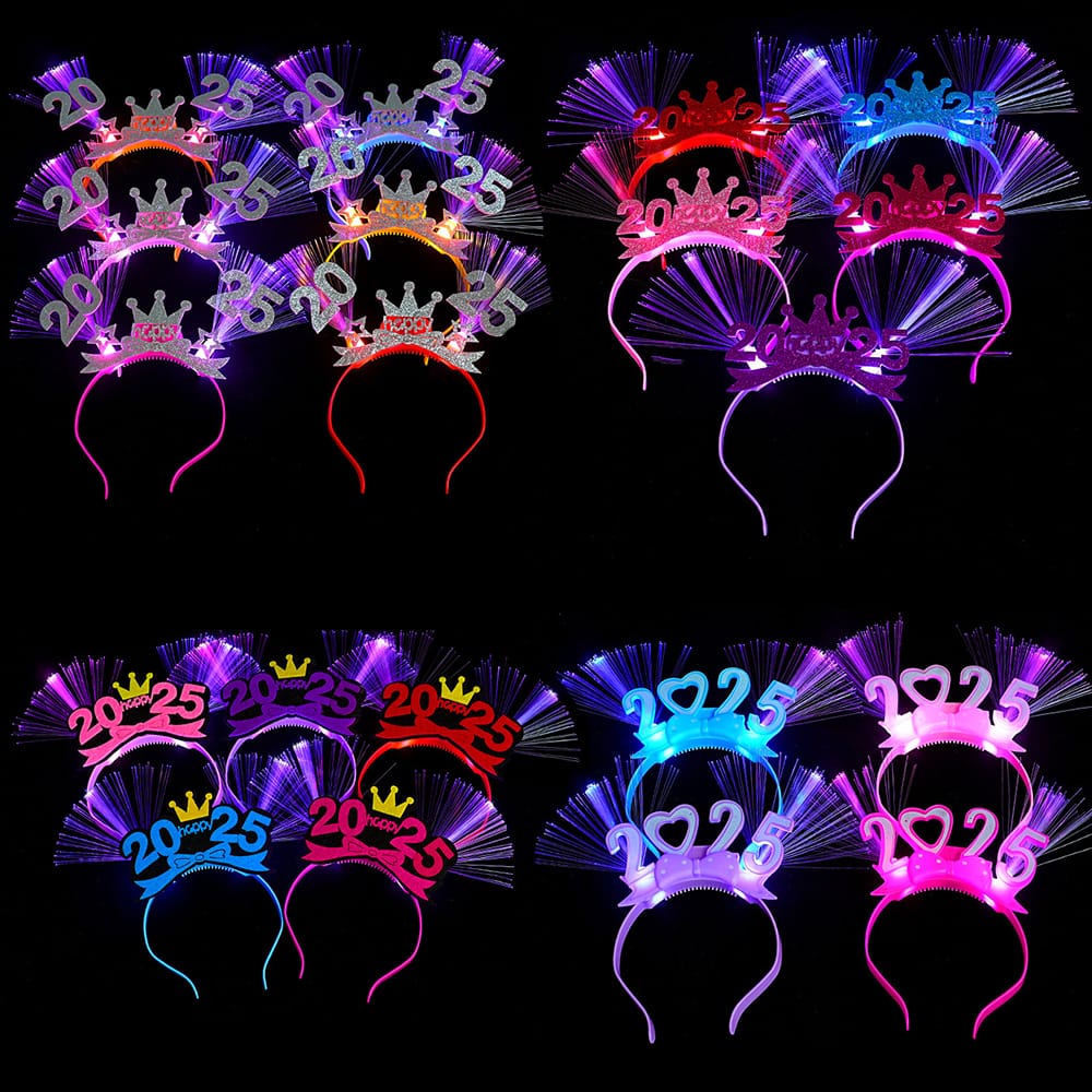 Light Up Happy New Year Headpieces 2025 New Years