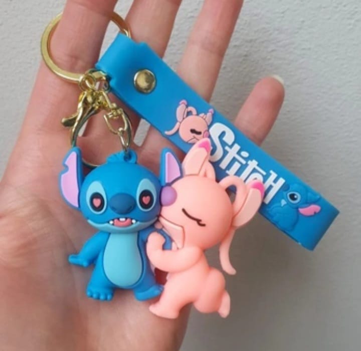 Stitch and Angel Love Keychain