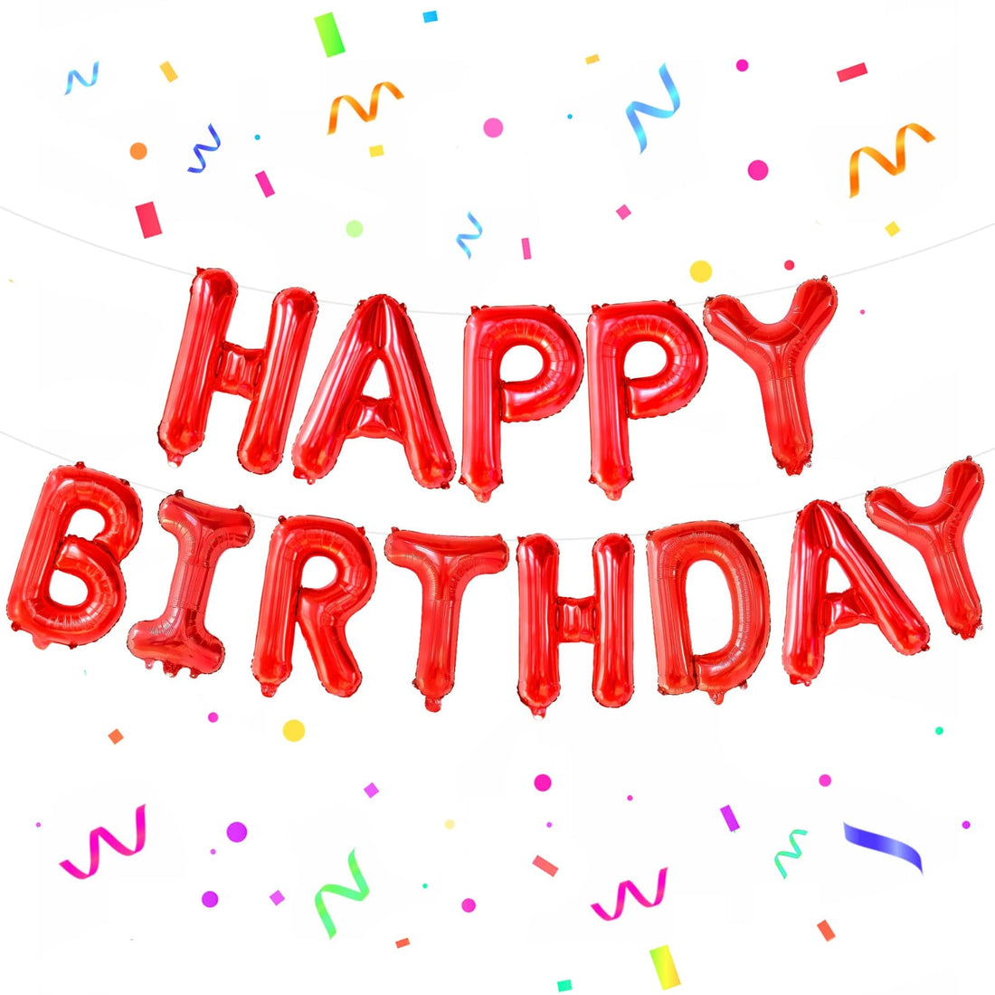 Happy Birthday Balloons Banner Decorations (Red) 16 inch HBD - Preppy Kids (Grand Bazaar)