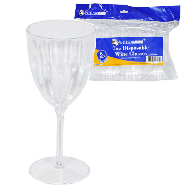 DISPOSABLE 6PC WINE GLASS 7OZ