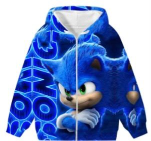 Blue Sonic Sleeve Zipper Hoodie