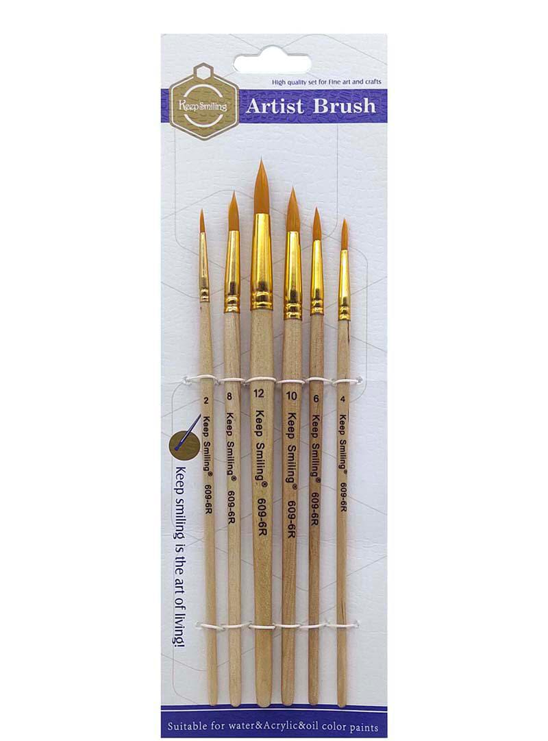 Paint Brush Set (Round Brushes) 6pcs - Preppy Kids (Grand Bazaar)