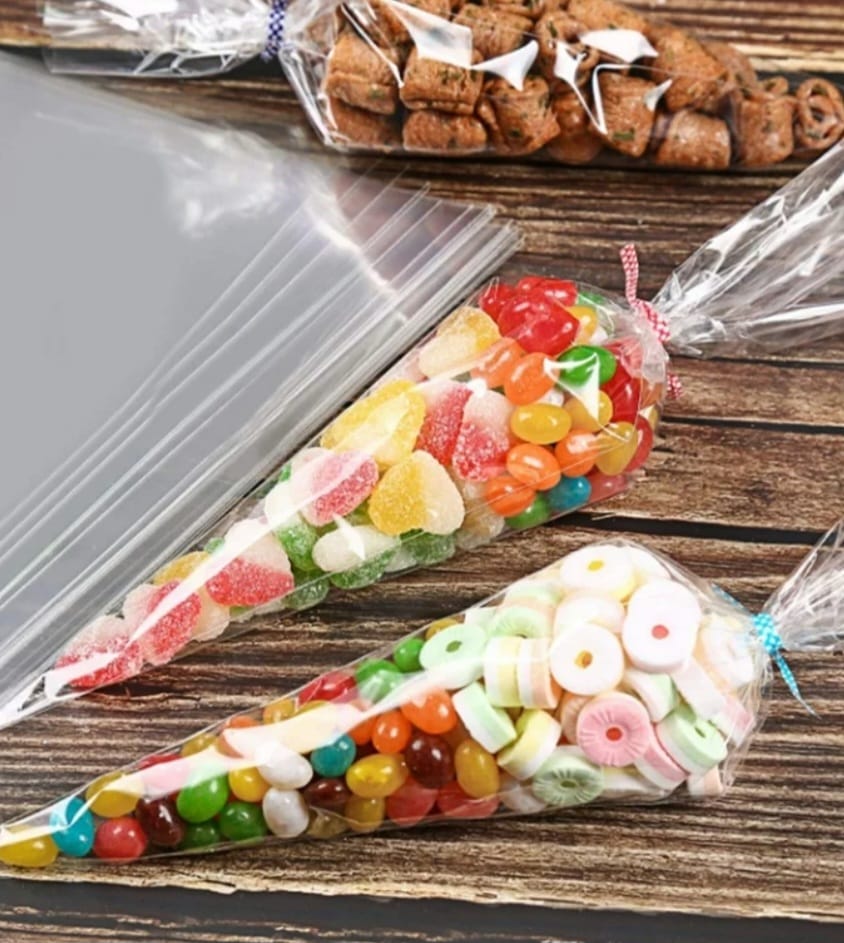 Triangular candy cellophane bags