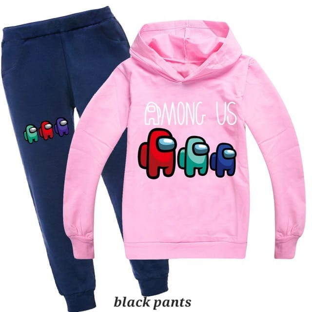 Among Us Crew Track Suit (Pink, Black Pants) - Preppy Kids (Grand Bazaar)