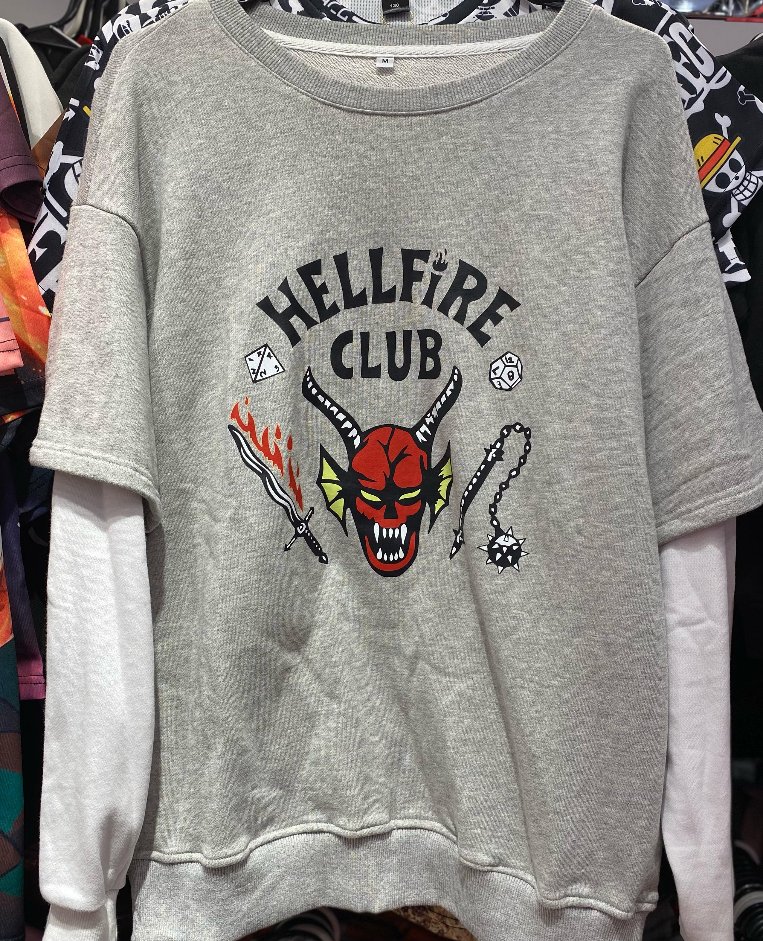 Stranger Things Grey HellFire Long Sleeve Sweater