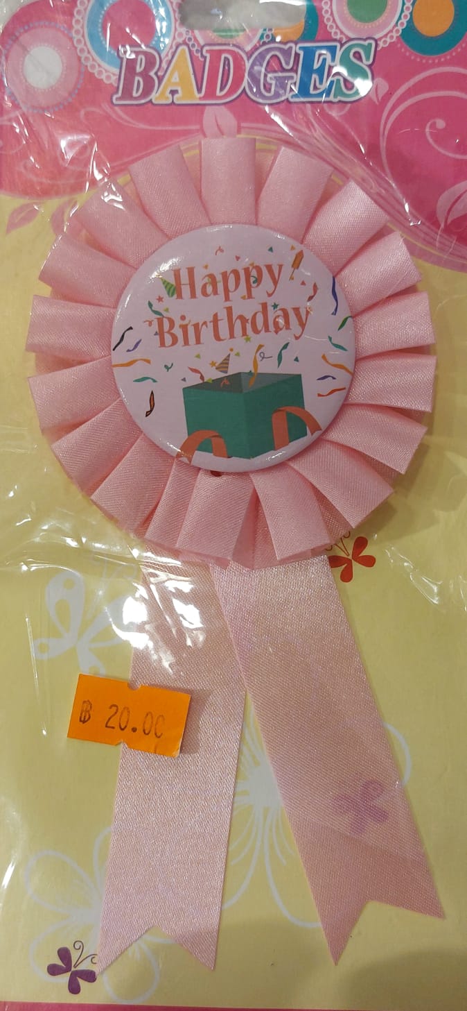 Happy Birthday Light pink Box badge