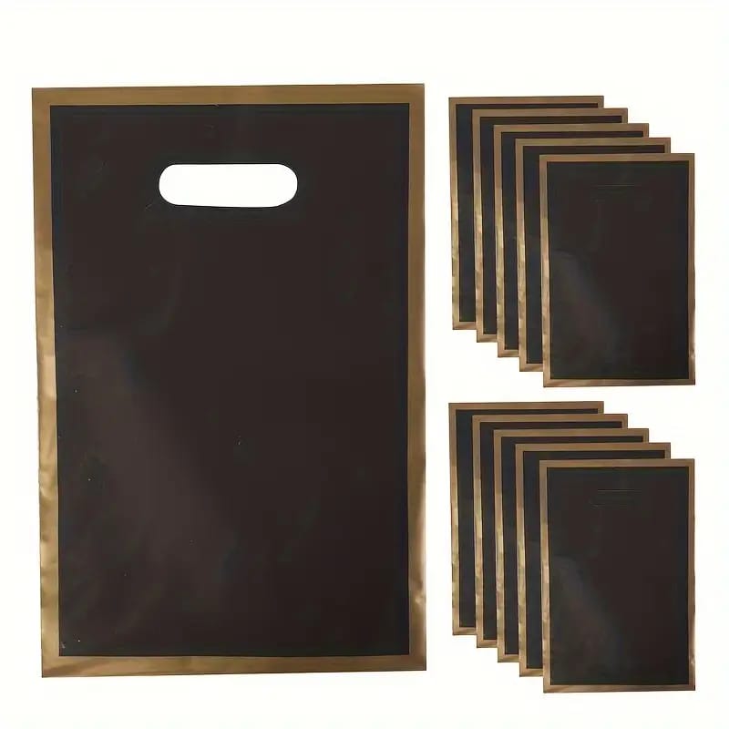 Plain black and gold borders party loot bags (10 pcs) - Preppy Kids (Grand Bazaar)