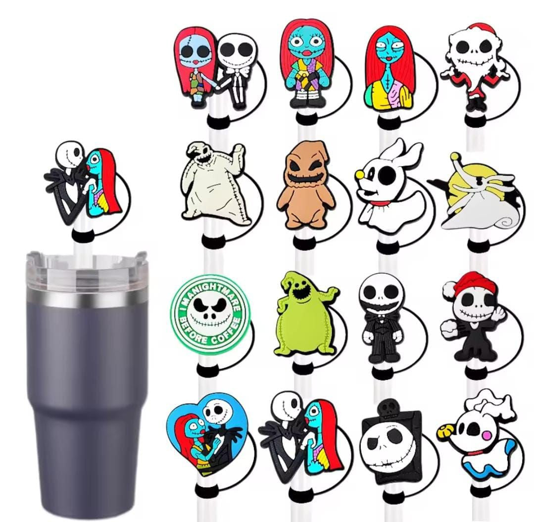 The Nightmare Before Christmas Straw Cover Caps Toppers for Tumbler