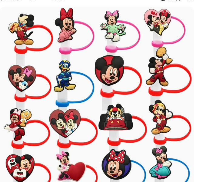 Mickey &amp; Minnie Mouse Straw Cover Caps Toppers for Tumbler