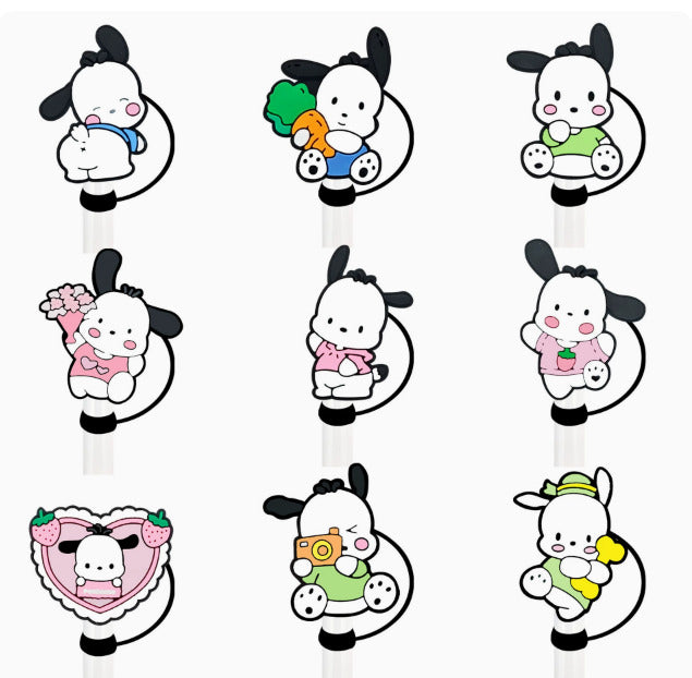 Sanrio Pochacco Straw Cover Caps Toppers for Tumbler