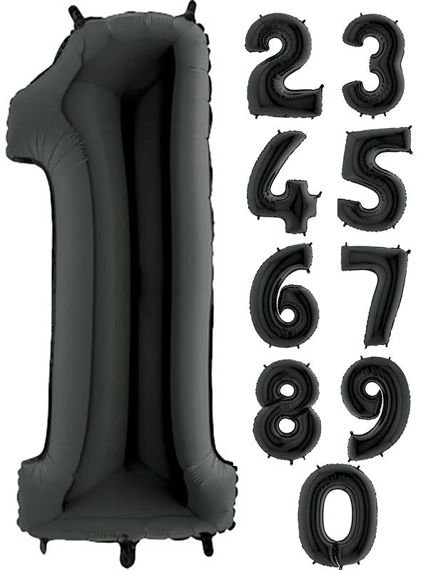 40" Number Black Foil Helium Balloons (40 inch).  1 to 9 - Preppy Kids (Grand Bazaar)