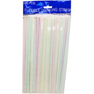 Flexible Drinking Straws Multicolored (100 PCS) - Preppy Kids (Grand Bazaar)