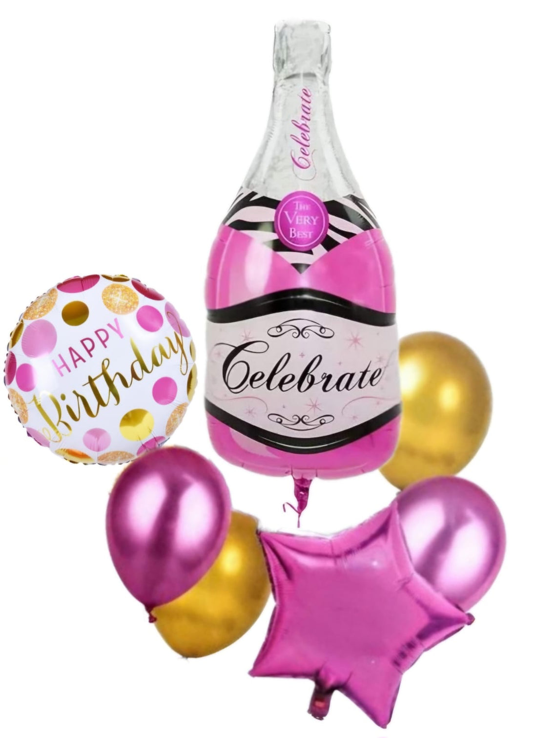 HBD Pink and Gold Celebrate Foil Balloon Set Happy Birthday 