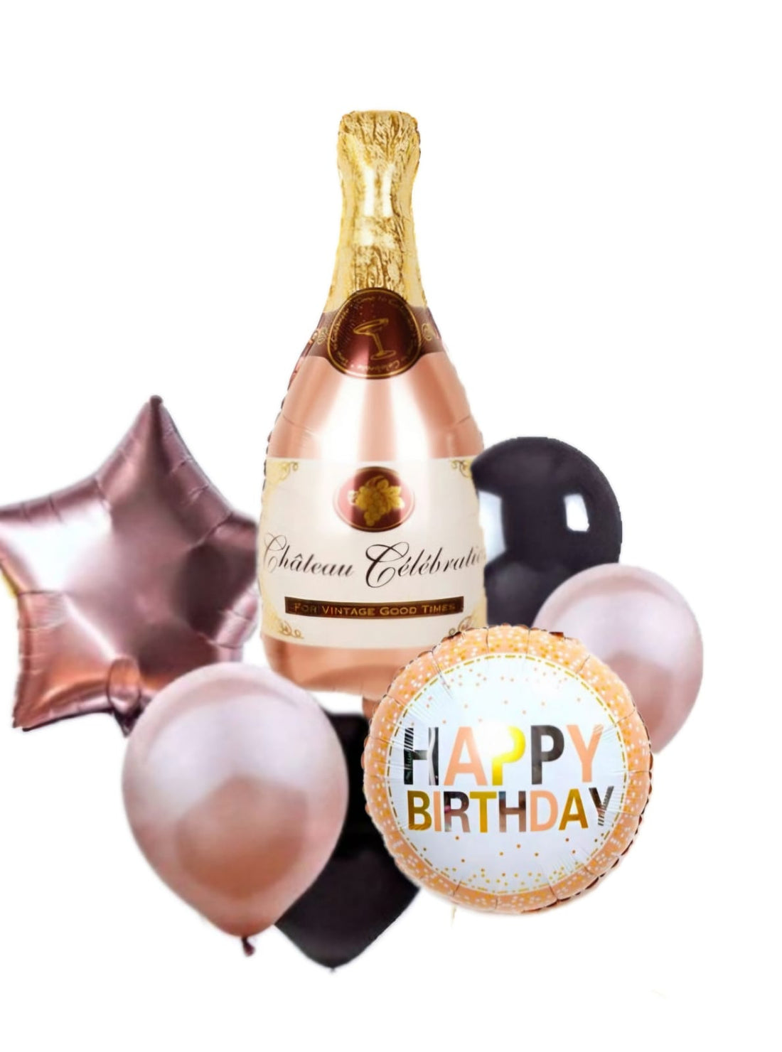 HBD Rose Gold and Black  Celebrate Foil Balloon Set Happy Birthday - Preppy Kids (Grand Bazaar)