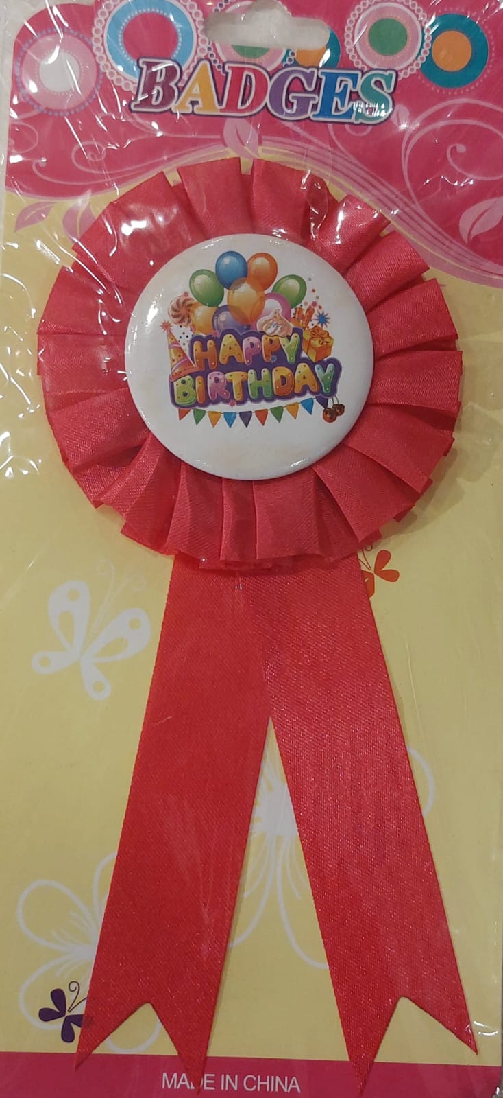 Happy Birthday badge fushia pink with balloons - Preppy Kids (Grand Bazaar)